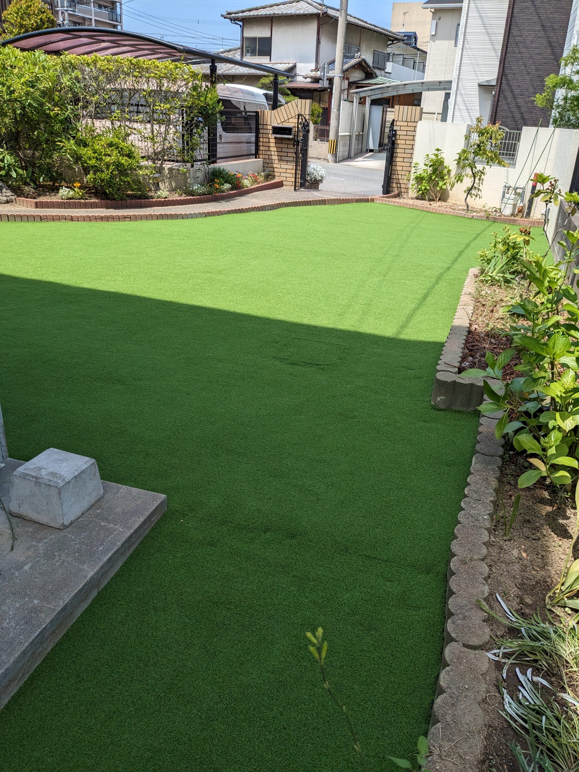 新宮戸建て 人工芝施工